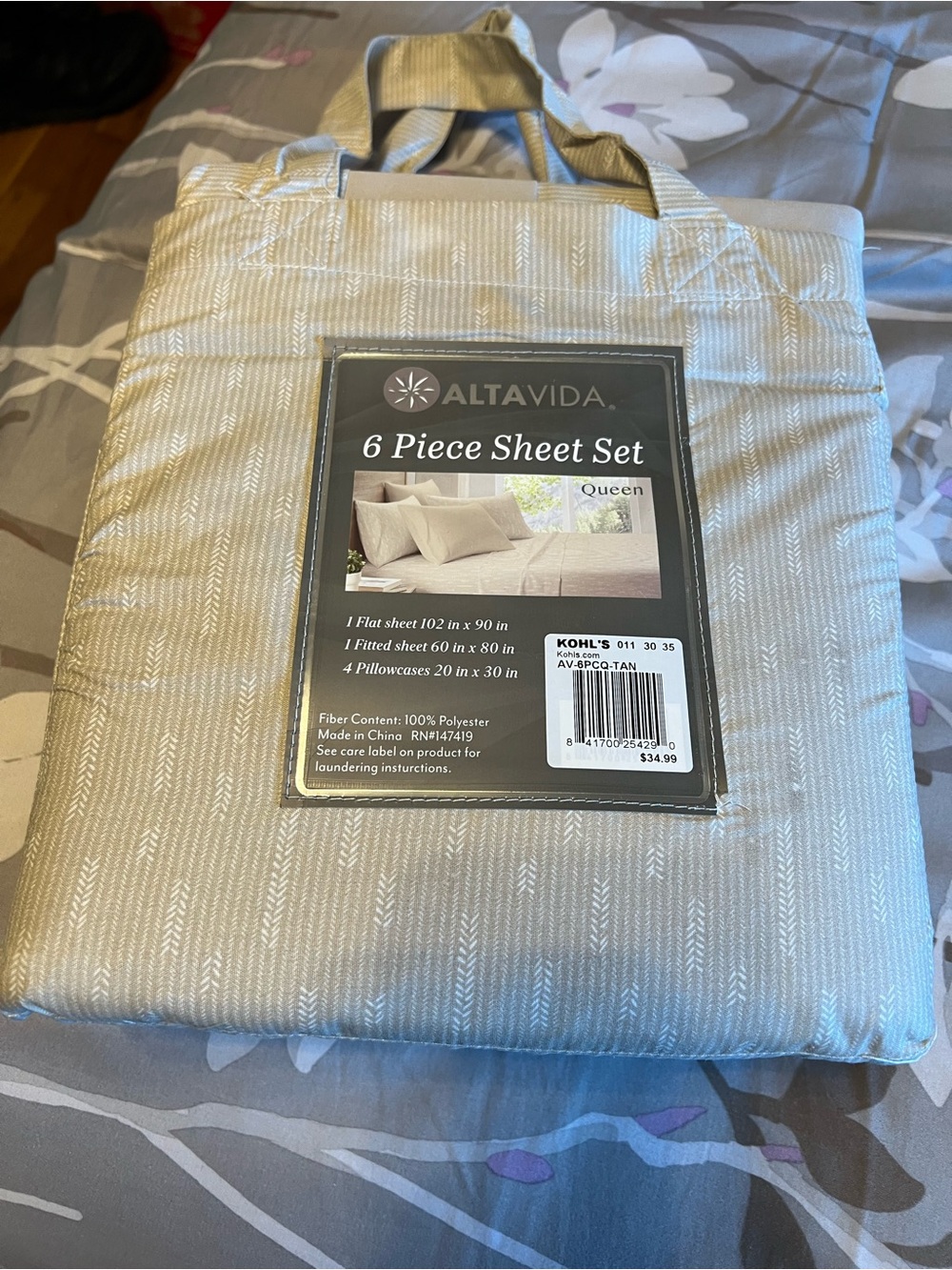Kohl's Altavida 6-Piece Sheet Set in Tan
